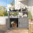 Wooden Patio Bar Table With Storage, Kitchen Island And Buffet Sideboard For Indoor & Outdoor-1581404908