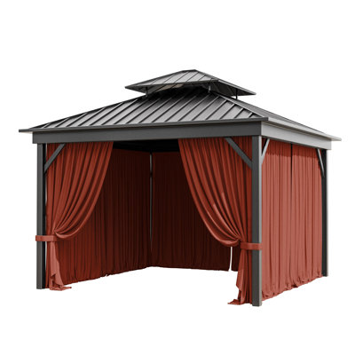 10 x 10 pi Mur de rideau extérieur en polyester à 4 panneaux d'extérieur pour pavillon de jardin, seulement rideaux