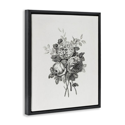 Mixed Monochrome Flowers  Framed Floater Canvas Wall Art, design by Lettered and Lined