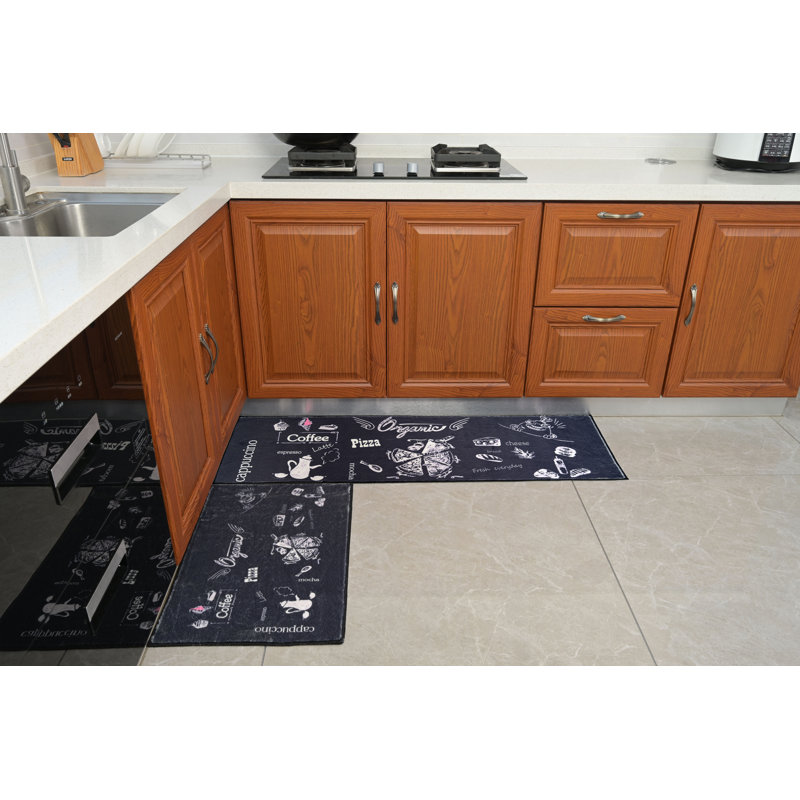 Deyanara Abstract Polyester Non-Skid Kitchen Mat