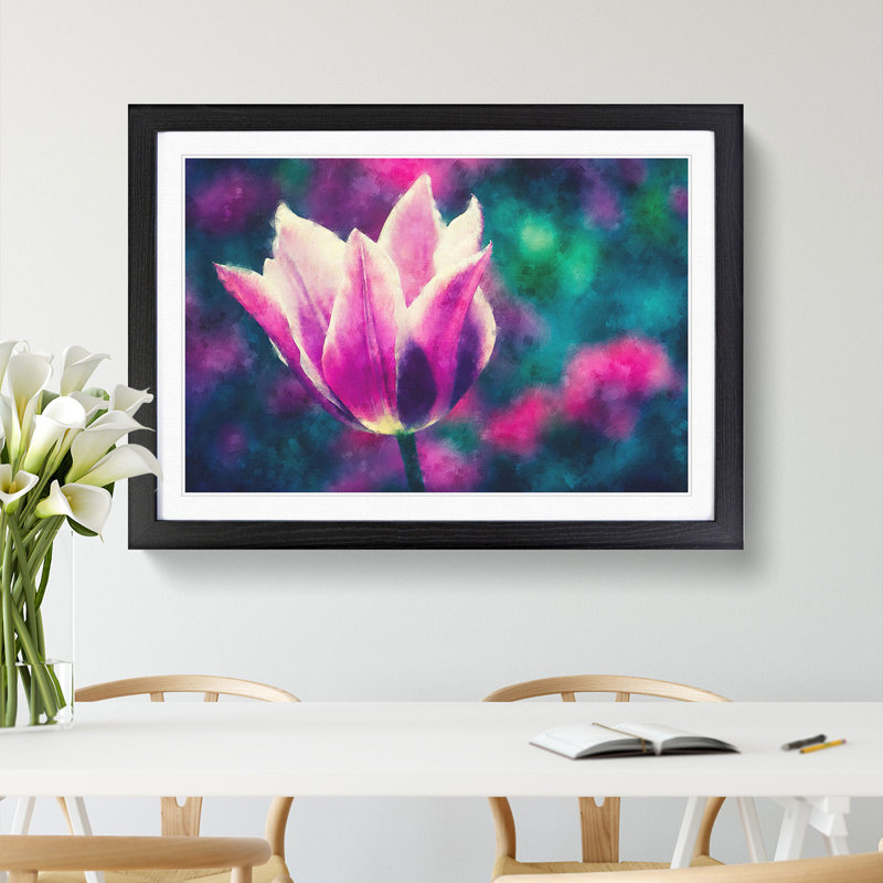 Purple Tulip Flower - Framed Print, 62cm H x 87cm W x 2cm D, Black Framed