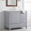 Meuble-lavabo autoportant de 91 cm (36 po) en bois massif et MDF gris avec lavabo en céramique intégré et rangement-547769124-547769130