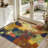 Brown Art Abstract Colors Orange Green Blue Painting Surface Machine Washable Indoor Area Rug-171545163
