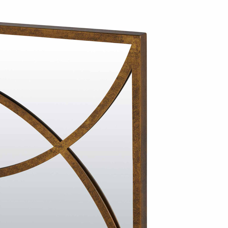 Swan Rectangle Metal Wall Mirror, Gilded Gold