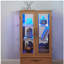 Vitrine lumineuse en verre avec tablettes réglables - 2 portes, 1 tiroir, lumières DEL, finition chêne clair élégant-627316721