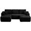 Canapé d'angle modulaire 3 pièces en tissu peluche noir de 104 pouces, sans assemblage requis