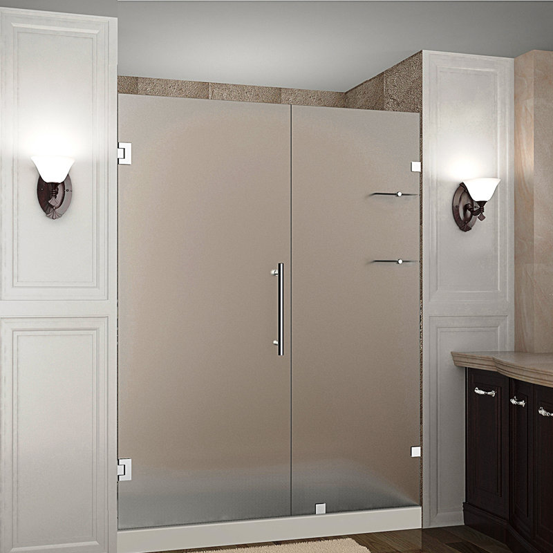Nautis GS 62" x 72'' Hinged Completely Frameless Shower Door, Chrome