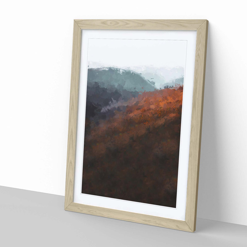 Road Through an Autumn Forest in Abstract - Picture Frame Graphic Art Print, 60cm H x 40cm W x 2cm D, Oak