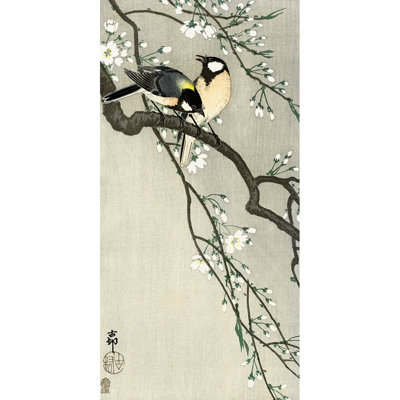 Tits On A Cherry Branch - Wrapped Canvas Print