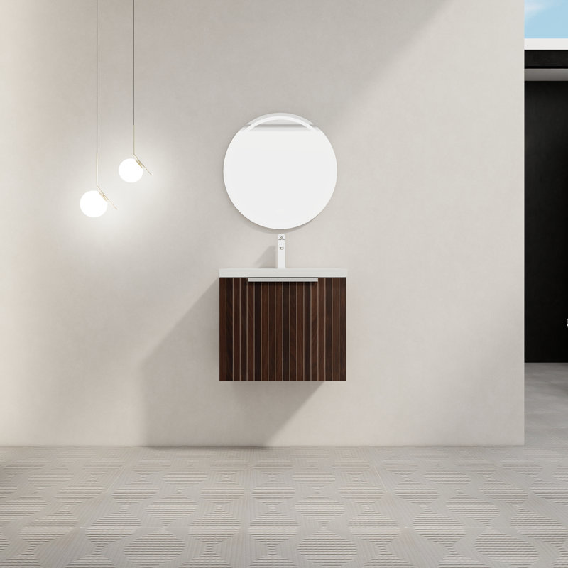 Meuble-lavabo mural moderne 24 po avec lavabo en résine