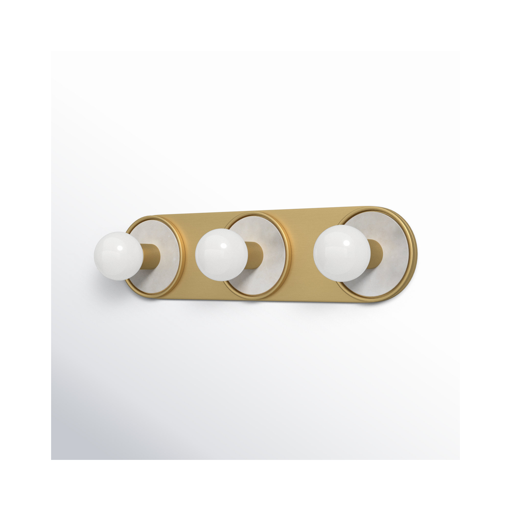 Rocha 3 Light Alabaster Dimmable Bath Bar, No, White Alabaster/Natural Aged Brass
