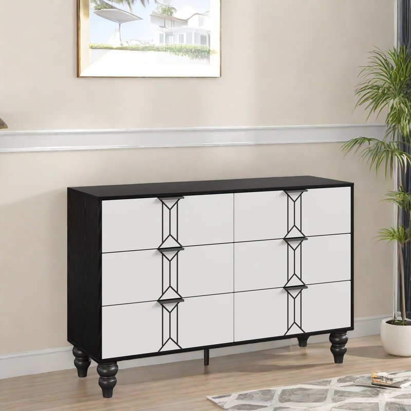 119.9cm W 6 - Drawer Chest of Drawers, White/Black
