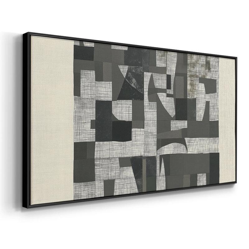 Série abstraite-DCCL XXXVII- Toile tendue avec châssis tendue, prête à être accrochée, H 21 po x l 41 po, Noir