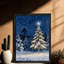 Reproduction d'art encadré noir, arbre de Noël enneigé, forêt enneigée, art festif-1167502424