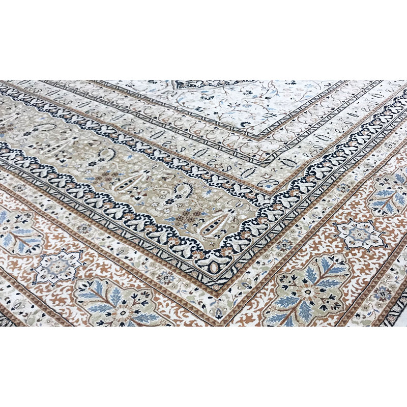 Tapis ivoire noué à la main de haute qualité