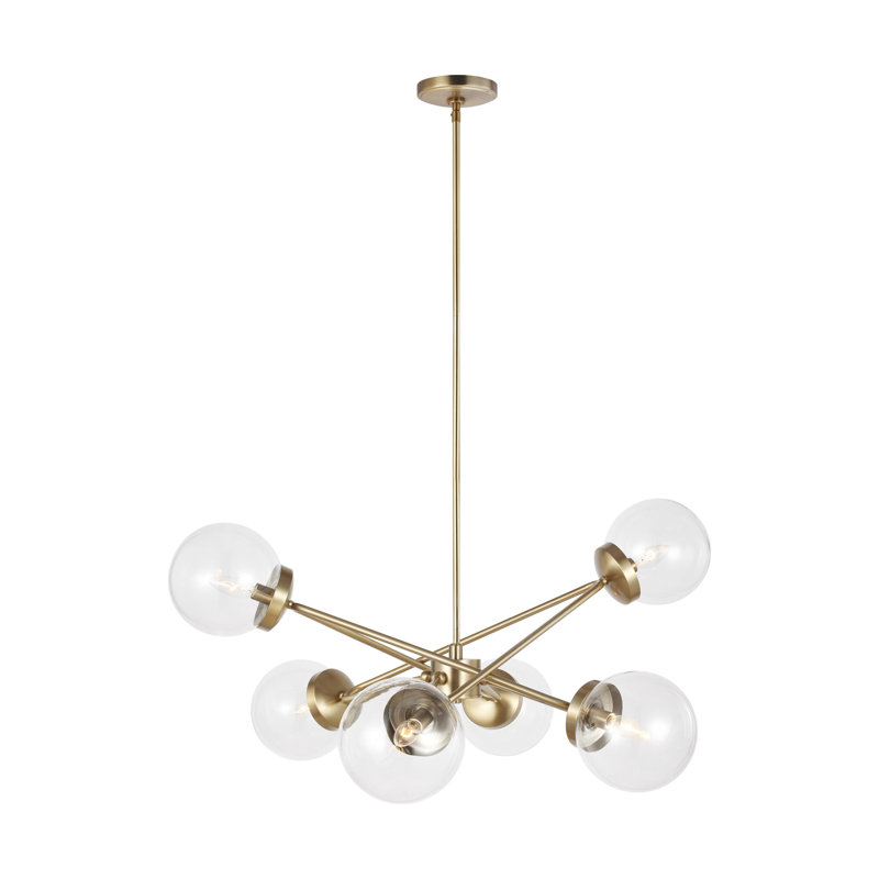 Lustre à six lumières Absar, 40 W, Non, Laiton satiné