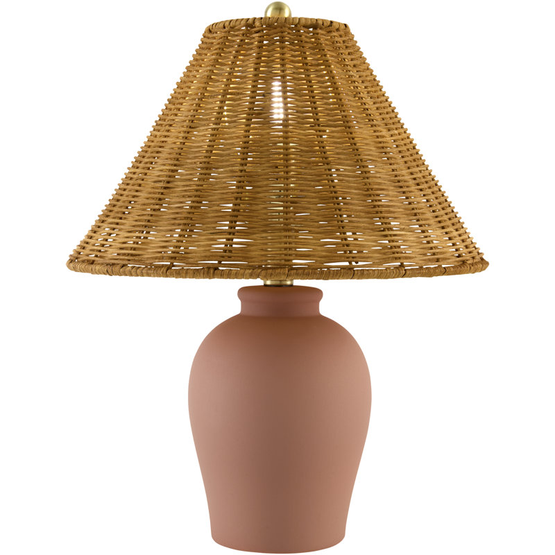 Lampe de table Chemise, Terracotta, Brun, Osier