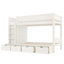 Lit superposé simple au-dessus de simple avec garde-robe et 4 tiroirs de rangement-129752391