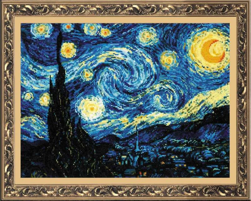  Kit de point de croix compté, nuit étoilée d'après la peinture de Van Gogh R1088