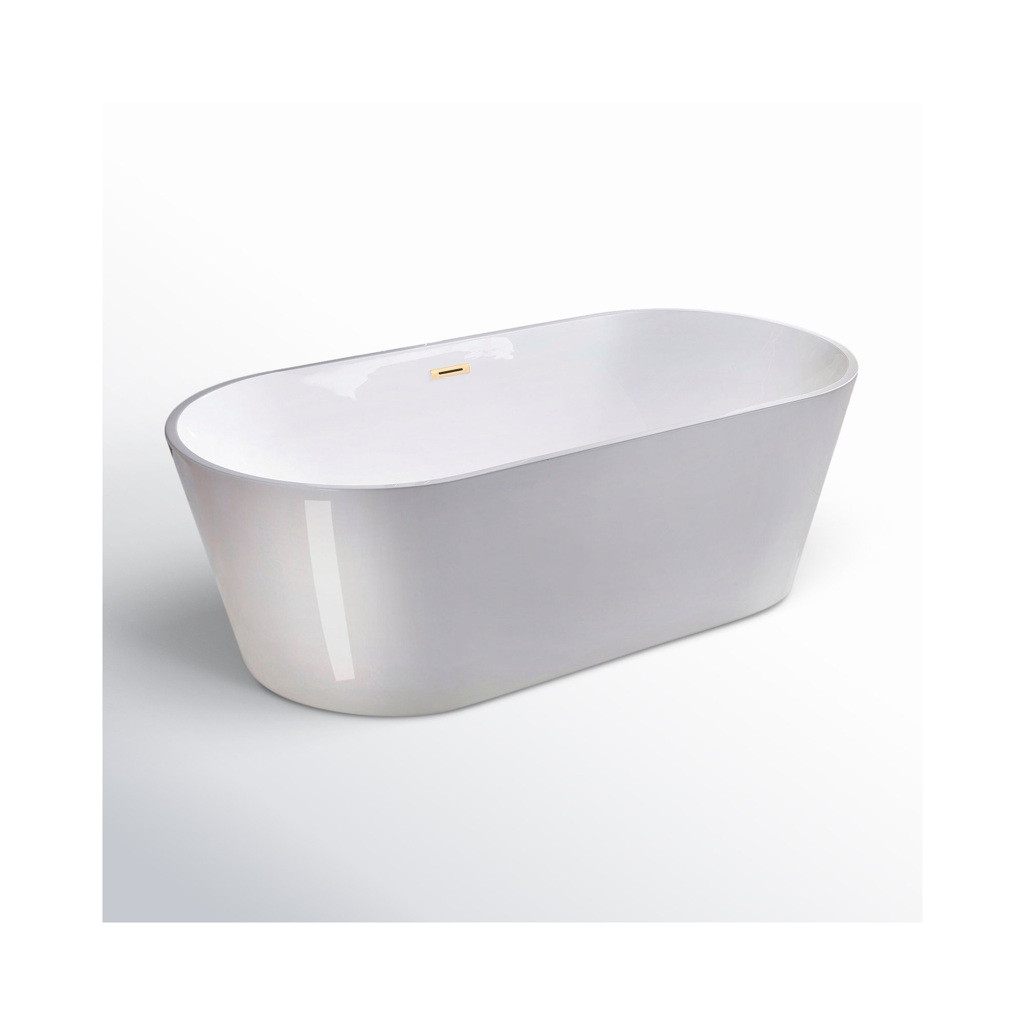 Cove 71'' Soaking Acrylic Bathtub, White/Brushed Gold