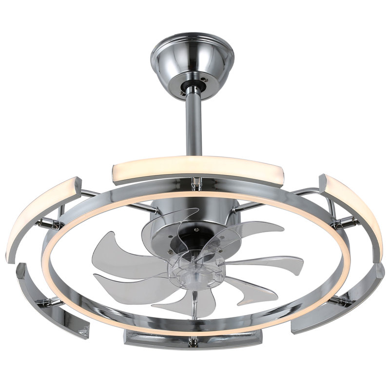 Ausable 24'' Futuristic UFO Design DIY Shapes Bladeless LED Ceiling Fan with Dimmable Lights and Remote, Silver