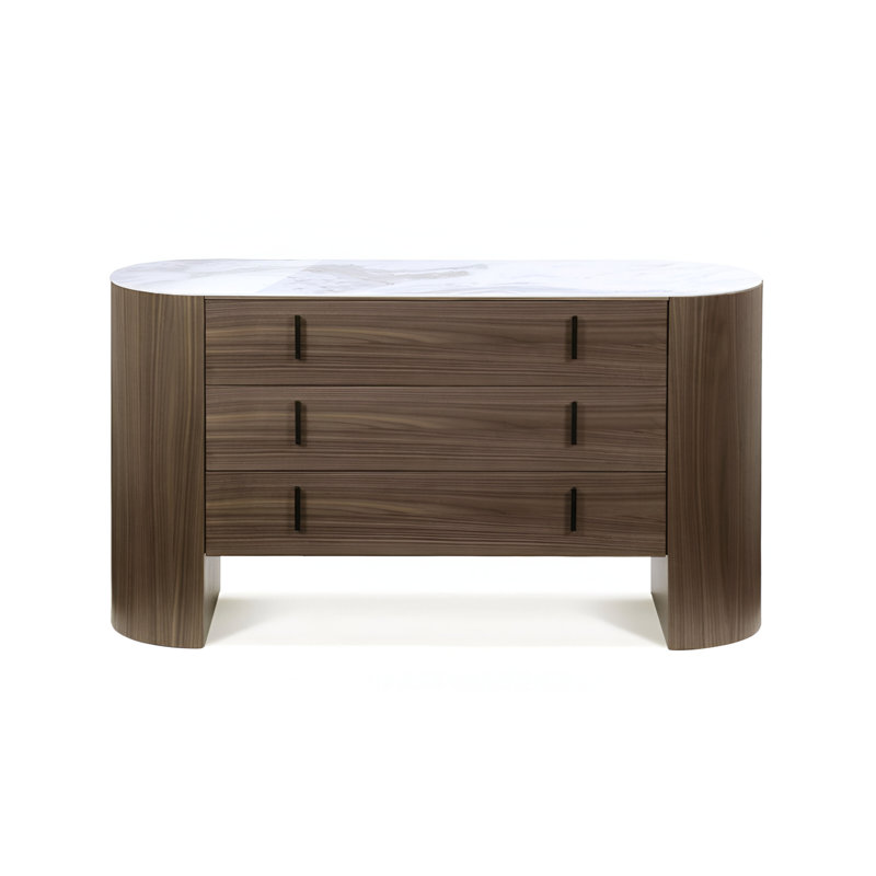 Commode 55 po à trois tiroirs en bois brun