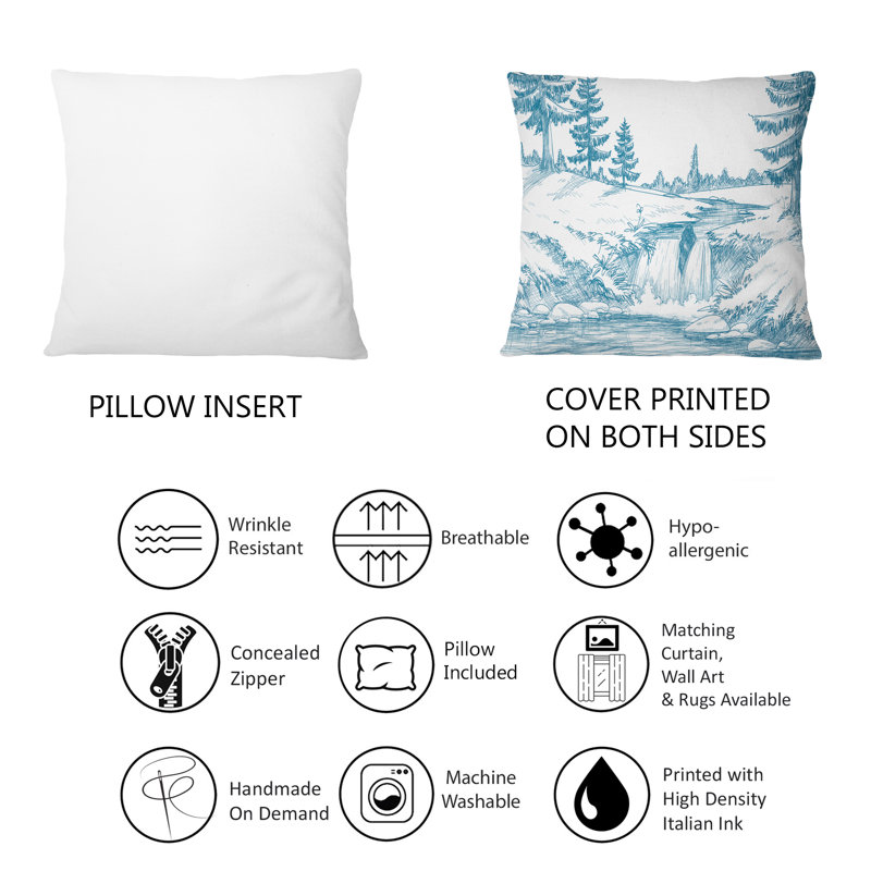 Coussin décoratif bleu clair Mountain River On White