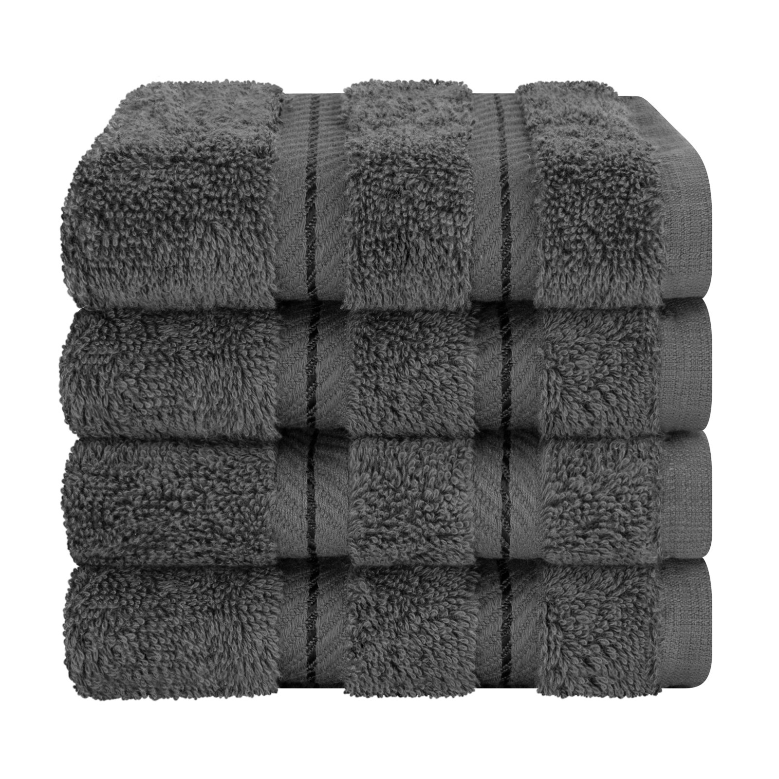Darcelle 100% Cotton 4-Piece Turkish Washcloth Set, Gray