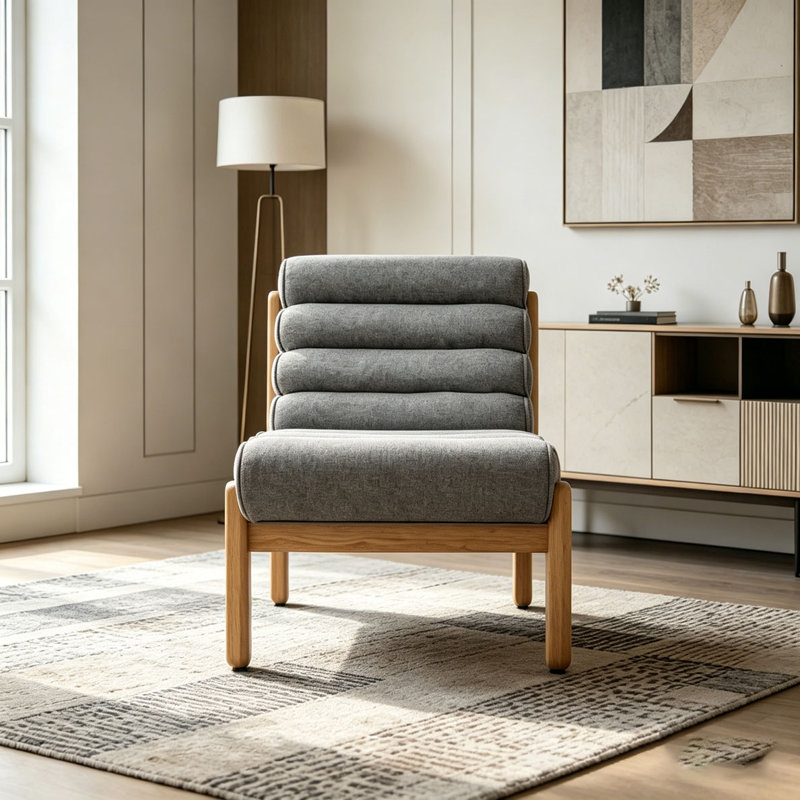 Fauteuil d'appoint Fluffy, Gris foncé / naturel