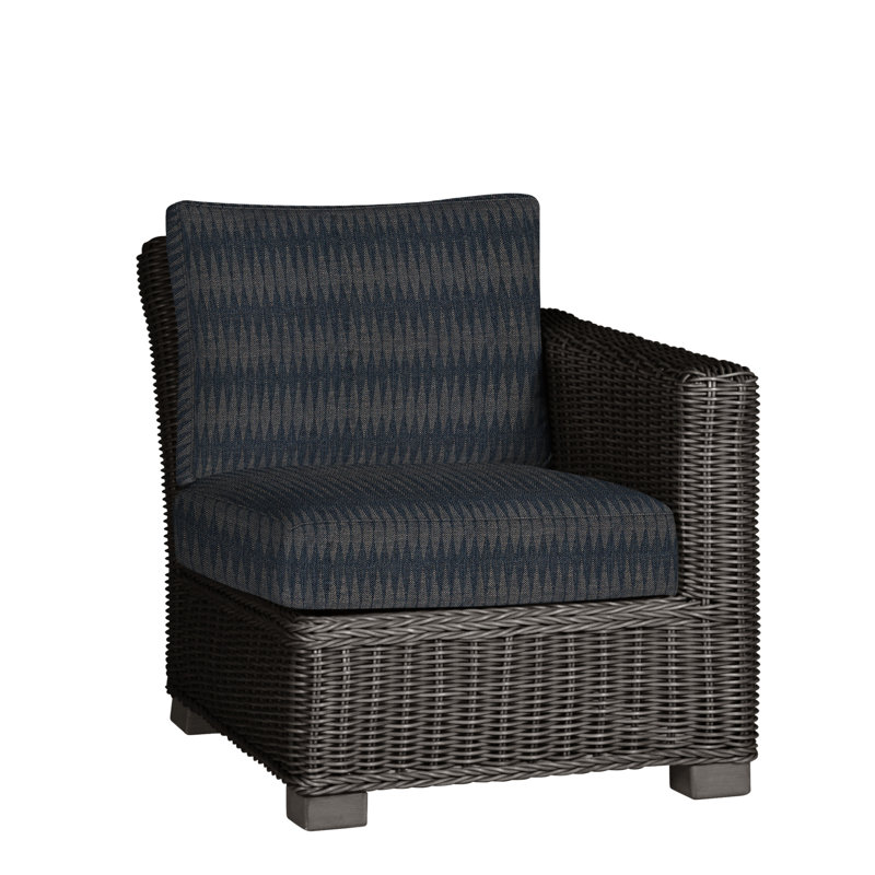 Rustic Patio Lounge Chair with Cushions, Rollo Lace InsideOut® Linen, Slate Gray, Welt