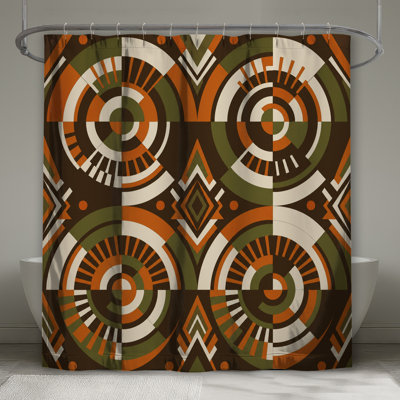 Geometric Circular Patterns Shower Curtains Extra Long