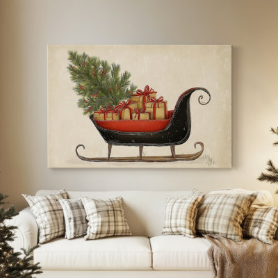Tinsel - chapelle de sapin doré - toile tendue avec châssis de qualité supérieure