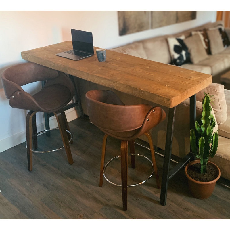 Pine Solid Wood Top Metal Base Dining Table, 100 x 120 x 40cm