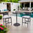 Set Of 2 Modern Outdoor Patio Barstools, Aluminum With Ergonomic Backrest, Tapered Legs, Footrest, Ember Black, Sunbrella Cushion, Weather-Resistant-1997089872
