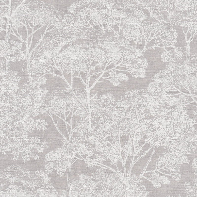 Tree 10.05m x 53cm Textured Matte Wallpaper Roll, Grey/Cream