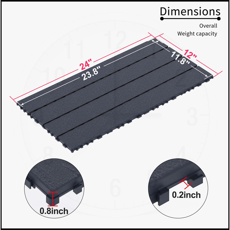 Carreaux de terrasse emboîtables pour des espaces extérieurs polyvalents, installation facile, Gris