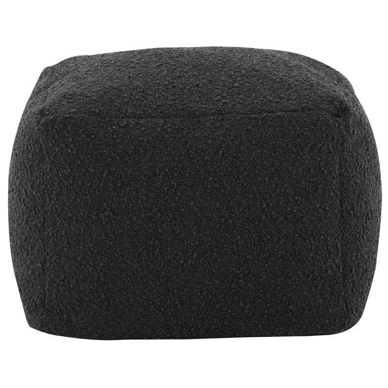 Inaki Upholstered Pouf, Black Boucle