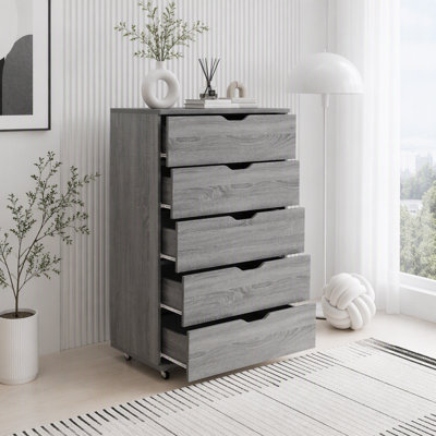 Commode mobile à 5 tiroirs avec roulettes