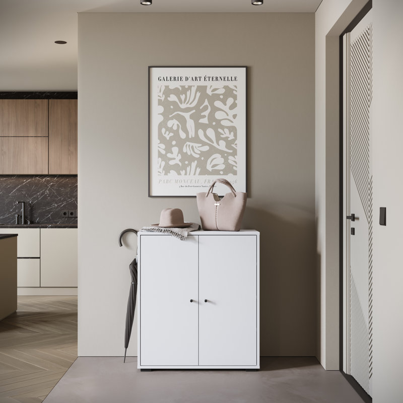 Temia Laminate 2 - Door Rectangle Accent Cabinet, White