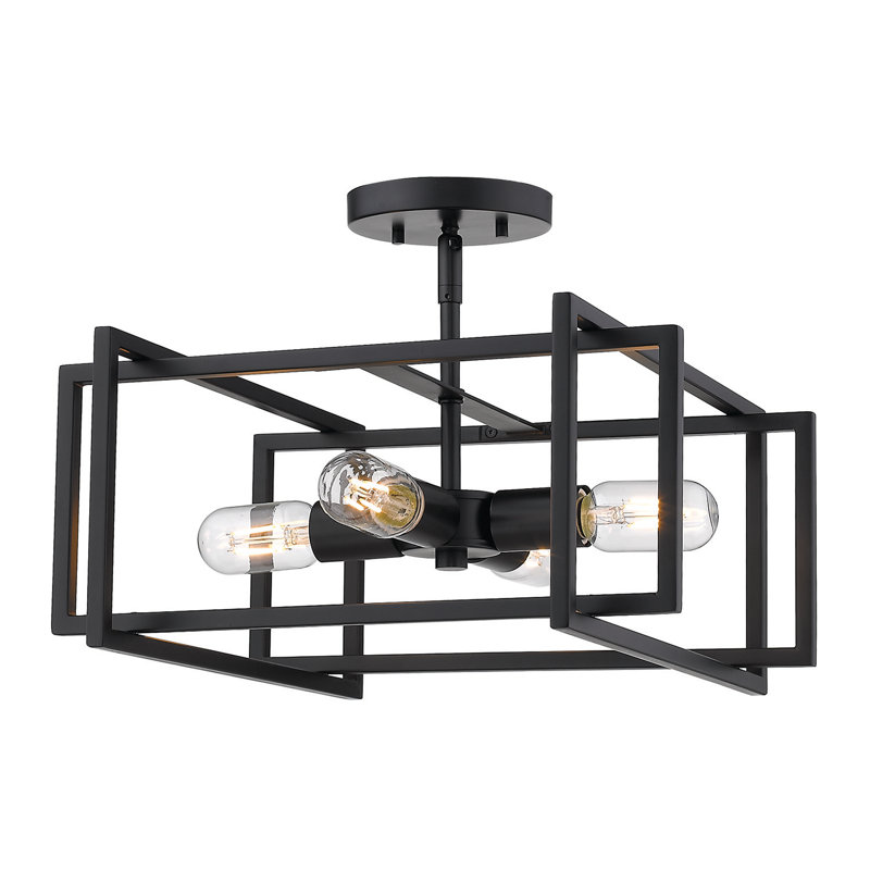 Isiah Semi Flush Mount, Matte Black, Matte Black