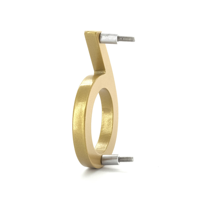 10 in. Flat Floating Mount House Number, 6, Satin Nickel/Hunter Green