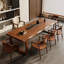 Table de salle à manger rectangulaire en bois massif de couleur noyer foncé-1070329953