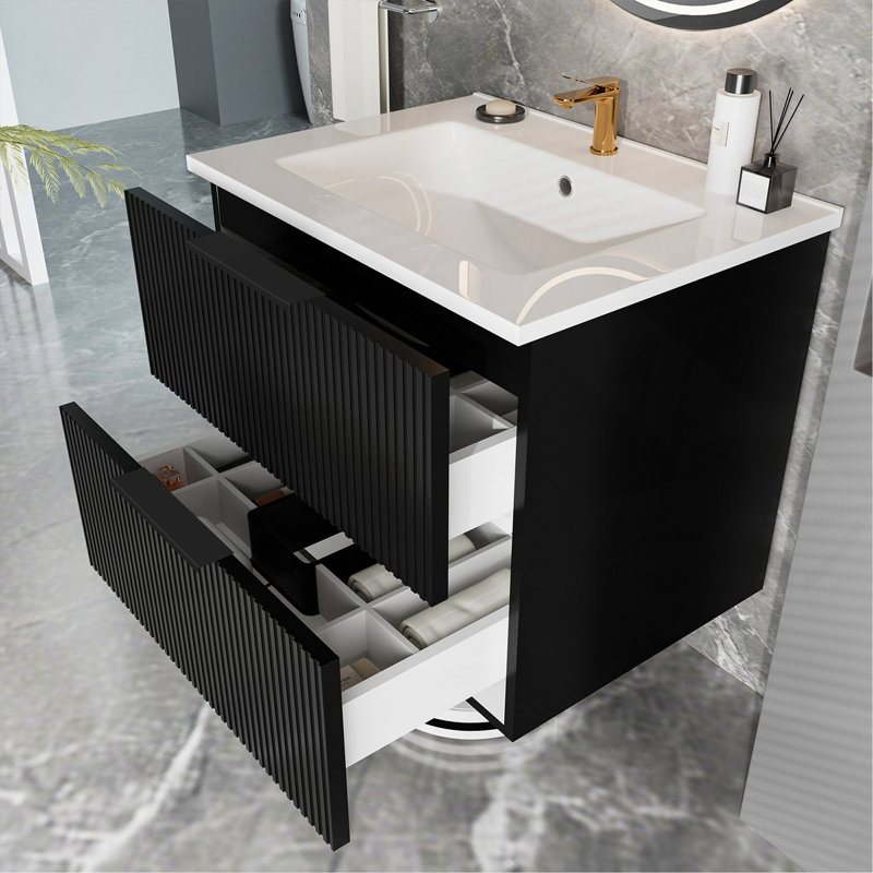 Armoire noire sans lavabo, Black, 24"