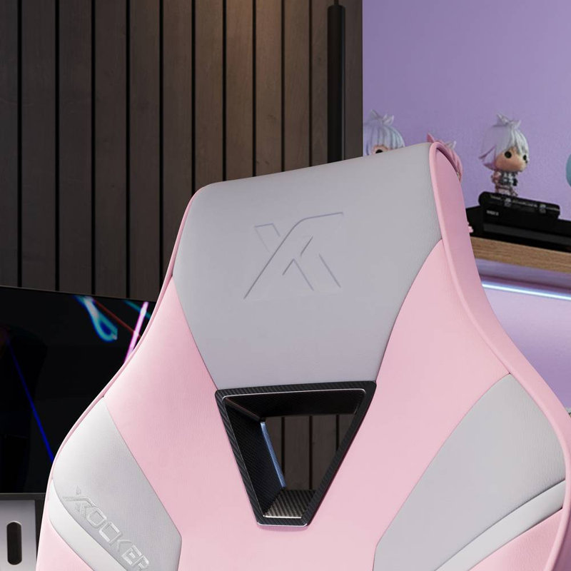 Tempest Ergonomic PC Office Gaming Chair, Grey/Pink
