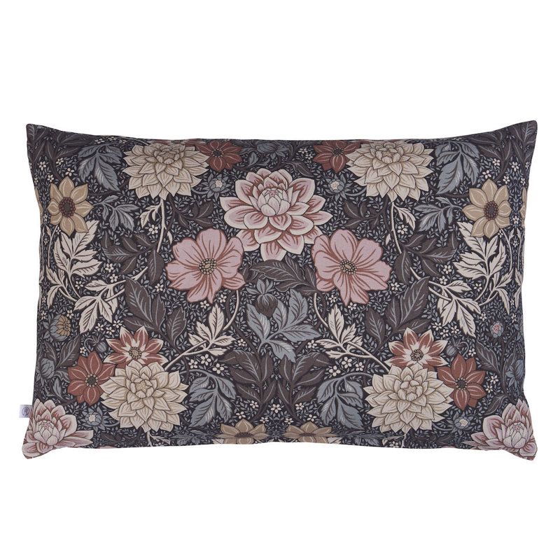 Boråstapeter Dahlia Garden Pillow, Brown/Pink Floral, 20"H x 20"W, Square