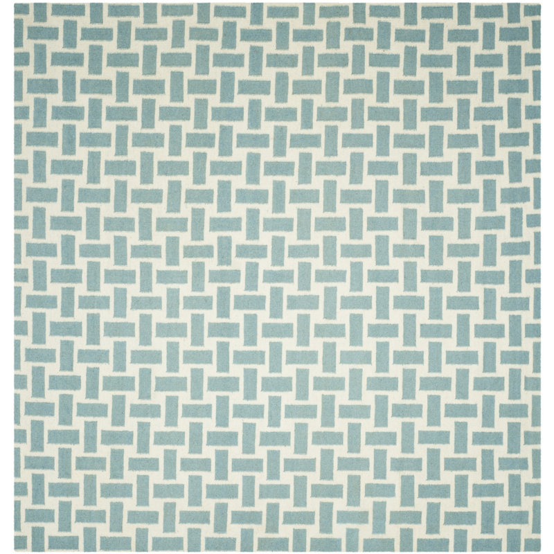 Tapis géométrique en laine tissé à la main et à plat Mccall, Carré 8 pi