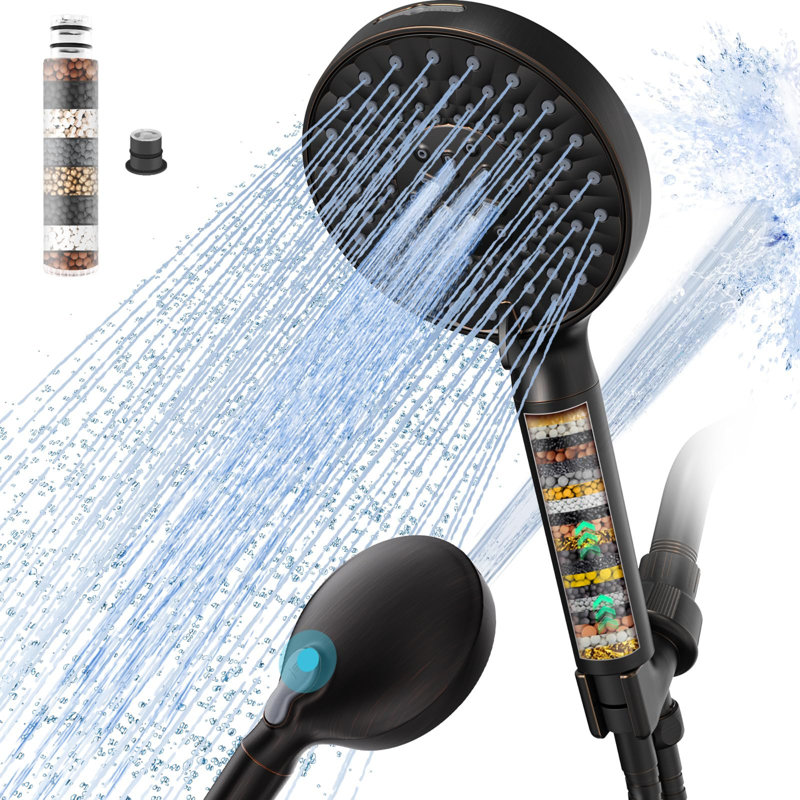Filtered Handheld Shower Head with 9-Spray High Pressure, Detachable Design, and Hard Water Filter – Removes Chlorine & Heavy Metals