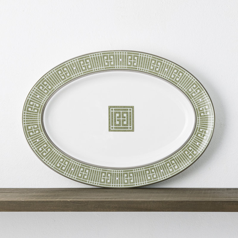 Noritake Infinity Oval Platter, 14", Green Platinum