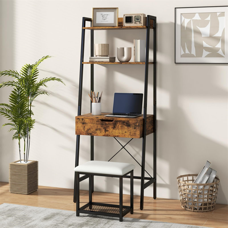 Dressing Table with Mirror, Black / Brown