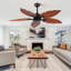 Ventilateur de plafond 52 pouces Tropical (sans lumière), ventilateur de plafond intérieur / extérieur Palm Leaf pour patio et salon, ventilateur réversible, bronze noir